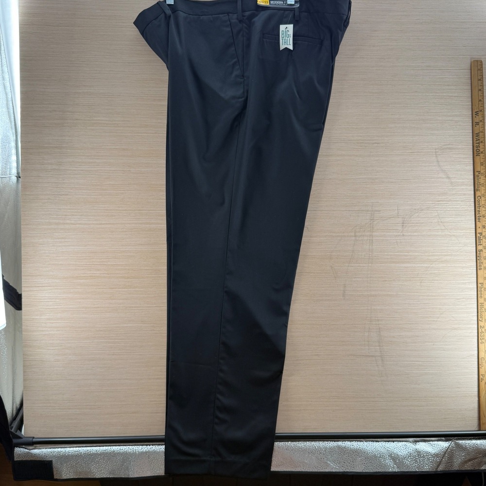NWT Apt 9 Mens Big & Tall Modern Fit Dress Pants Black 44/32 Tailored Business